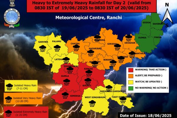 रांची में भारी बारिश का रेड अलर्ट: स्कूल बंद, प्रशासन ने जारी की चेतावनी Heavy Rain in Ranchi